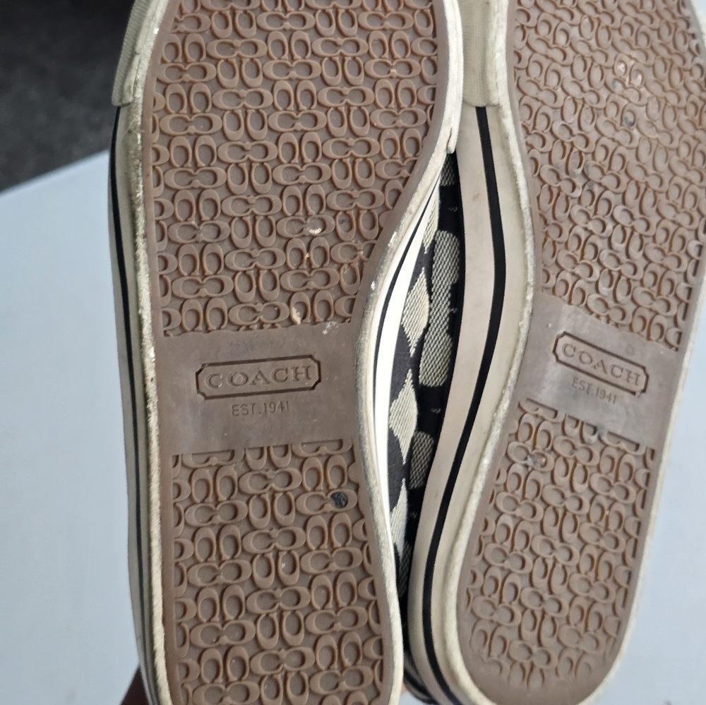 Coach Cardinal High Top Sneakers Women Sz 8B Black White Signature Logo … - Picture 12 of 16